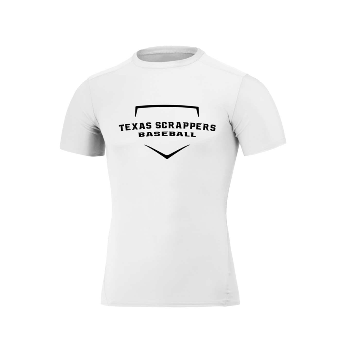 Adult Compression Cool-Tek S/S - White W/ Black TX Scrappers