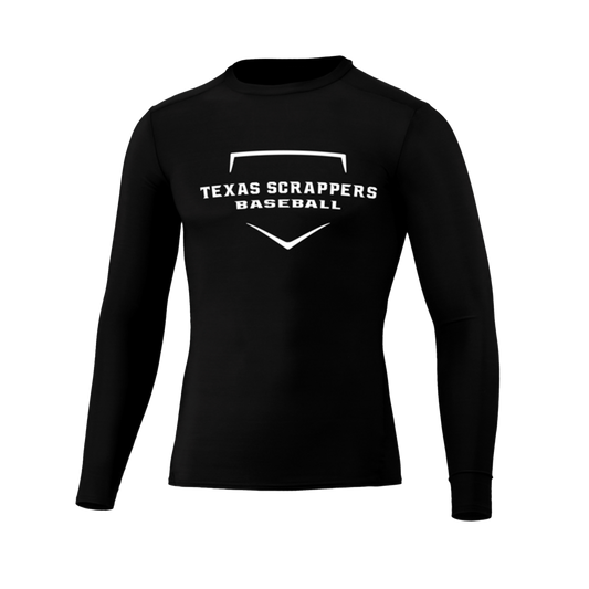 Youth Compression Cool-Tek L/S - Black W/ White TX Scrappers