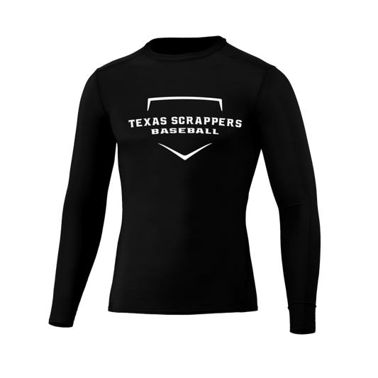 Adult Compression Cool-Tek L/S - Black W/ White TX Scrappers